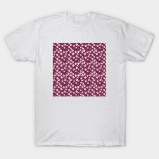 Maroon & White Floral Pattern T-Shirt